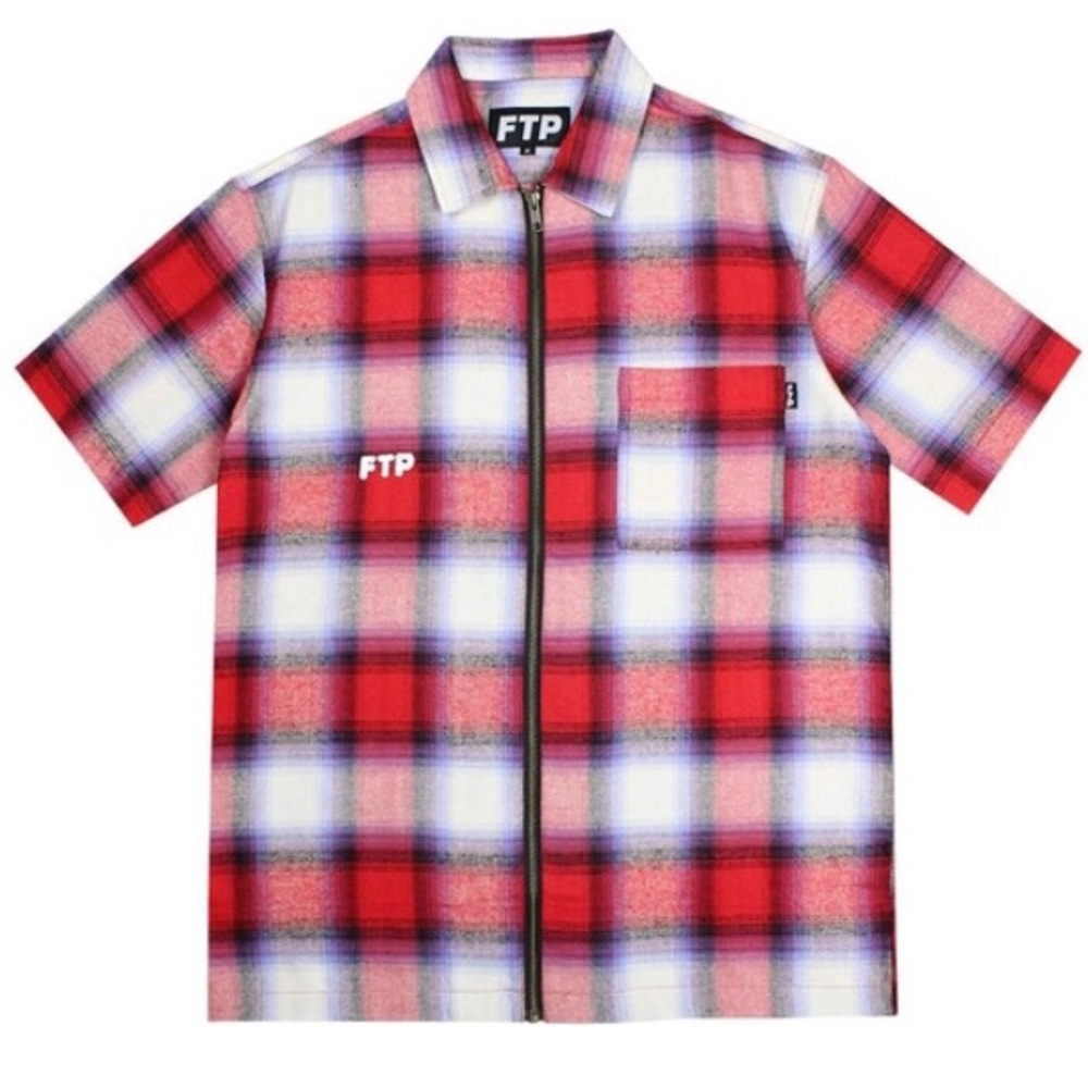 FTP Shadow Plaid Zip Up Shirt Red